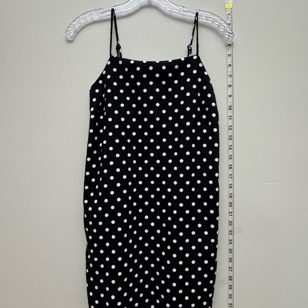 Romteau Los Angeles Womens Medium Black Polka Dot Slip Dress Midi